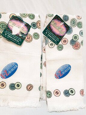 Two Buttons Fingertip Towel 14 Count Border Cross Stitch Towels Charles Craft